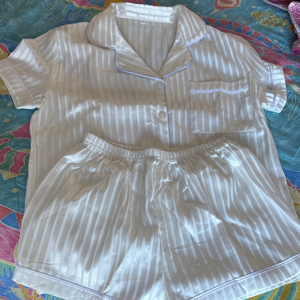 Striped White Pajama Set - NEVER WORN NEW